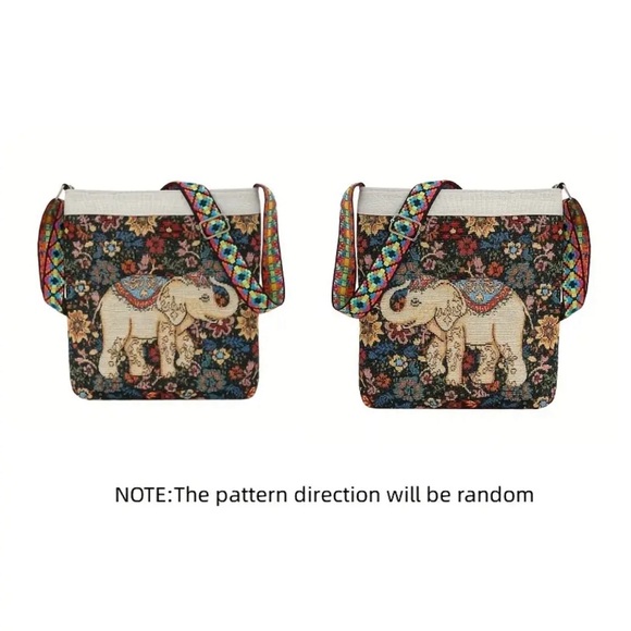 B03 ❤️ Elephant Ethnic Vintage Style Boho Crossbody Purse Bohemian Shoulder Bag - Picture 5 of 6